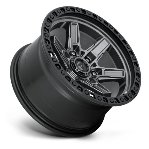 FUEL | D698 KICKER | 17X9 6X5.5 1MM OFFSET | MATTE GUN METAL/BLACK BEAD RING - Image 2