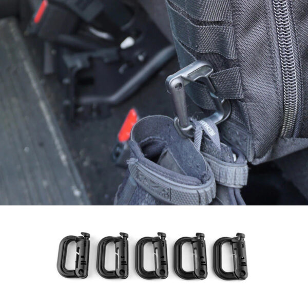 BUILTRIGHT | LOCKING TECH PANEL CARABINERS | 5 PC KIT - BLACK