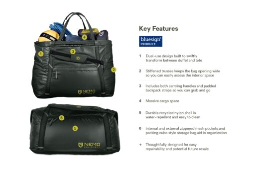 NEMO EQUIPMENT | DOUBLE HAUL CONVERTIBLE DUFFEL | 100L | BLACK - Image 8